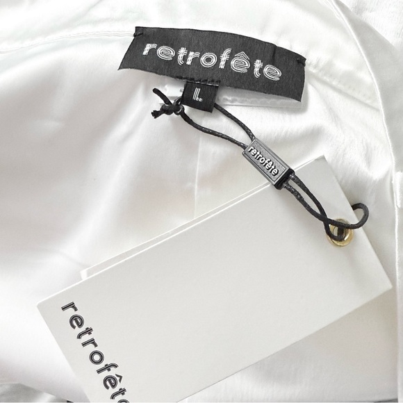 NWT RETROFETE Ivory Satin Low Rise Seam Detail Micro Mini Skirt L - Picture 6 of 8